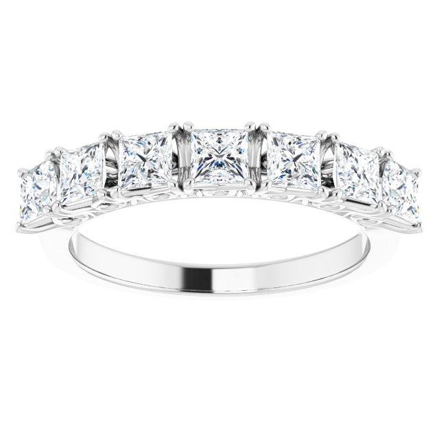 1.26 ct. Princess Cut Diamond Wedding Band 7 Stone Anniversary Ring-VIRABYANI